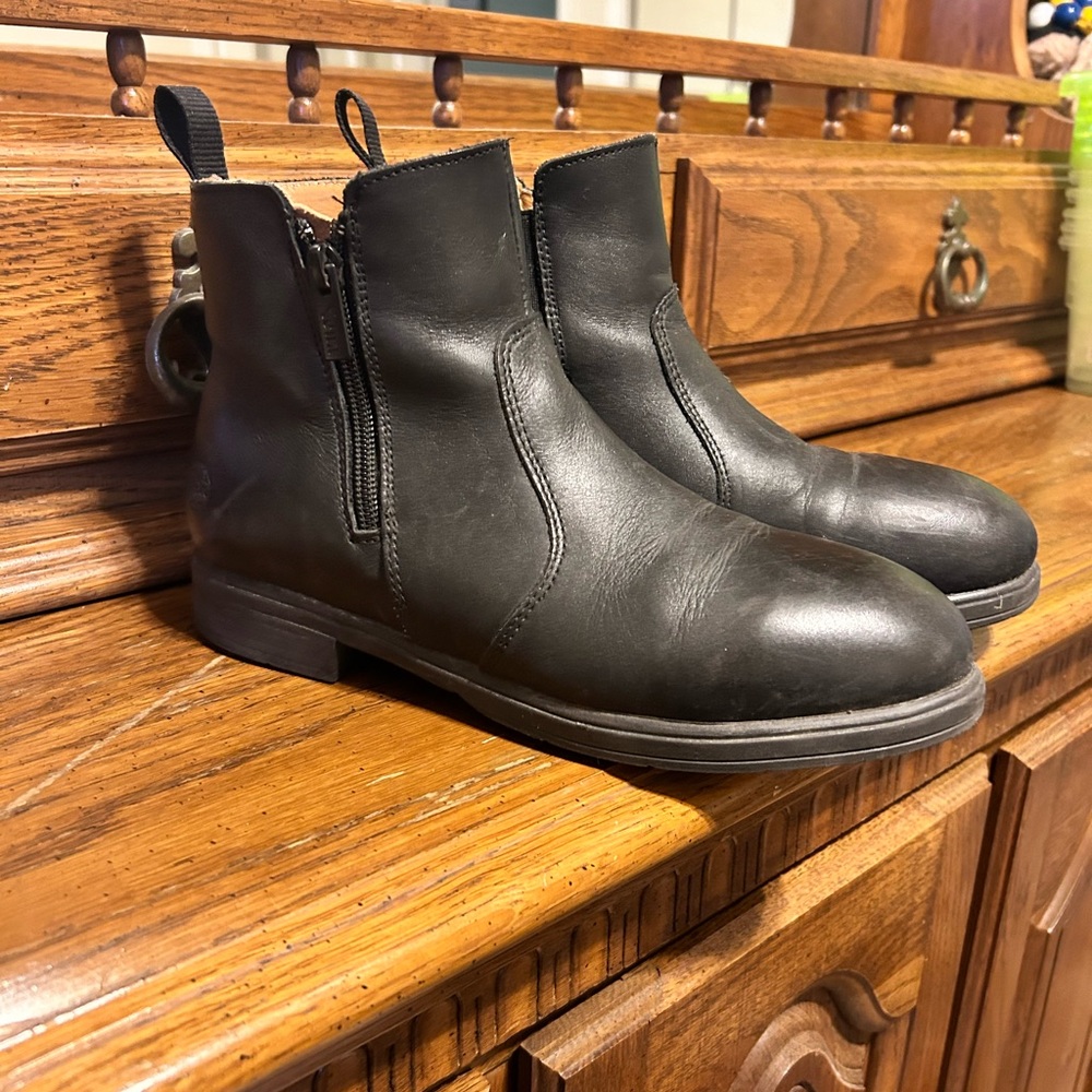 Black Leather, 7.5 women, Xena Workwear Steel Toe Safety Boots